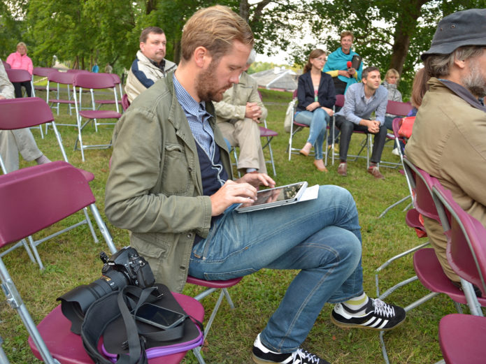 Man using an iPad